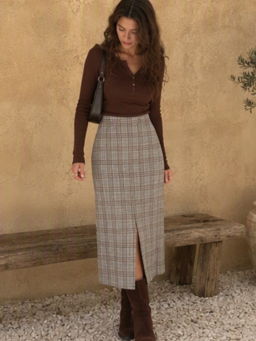 🌷 Plaid Midi Skirt 🌷 Made in Korea